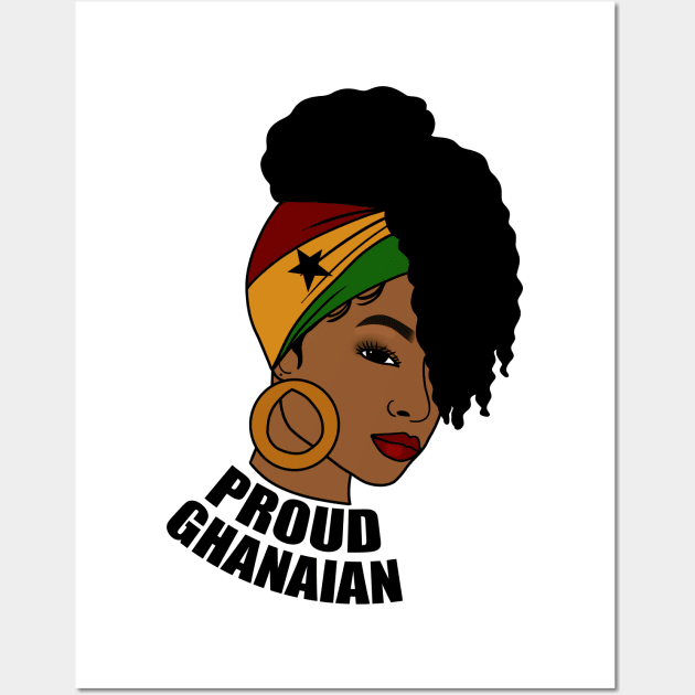 Ghana Flag, Proud Ghanaian Woman, Love Ghana, West Africa Wall Art by dukito